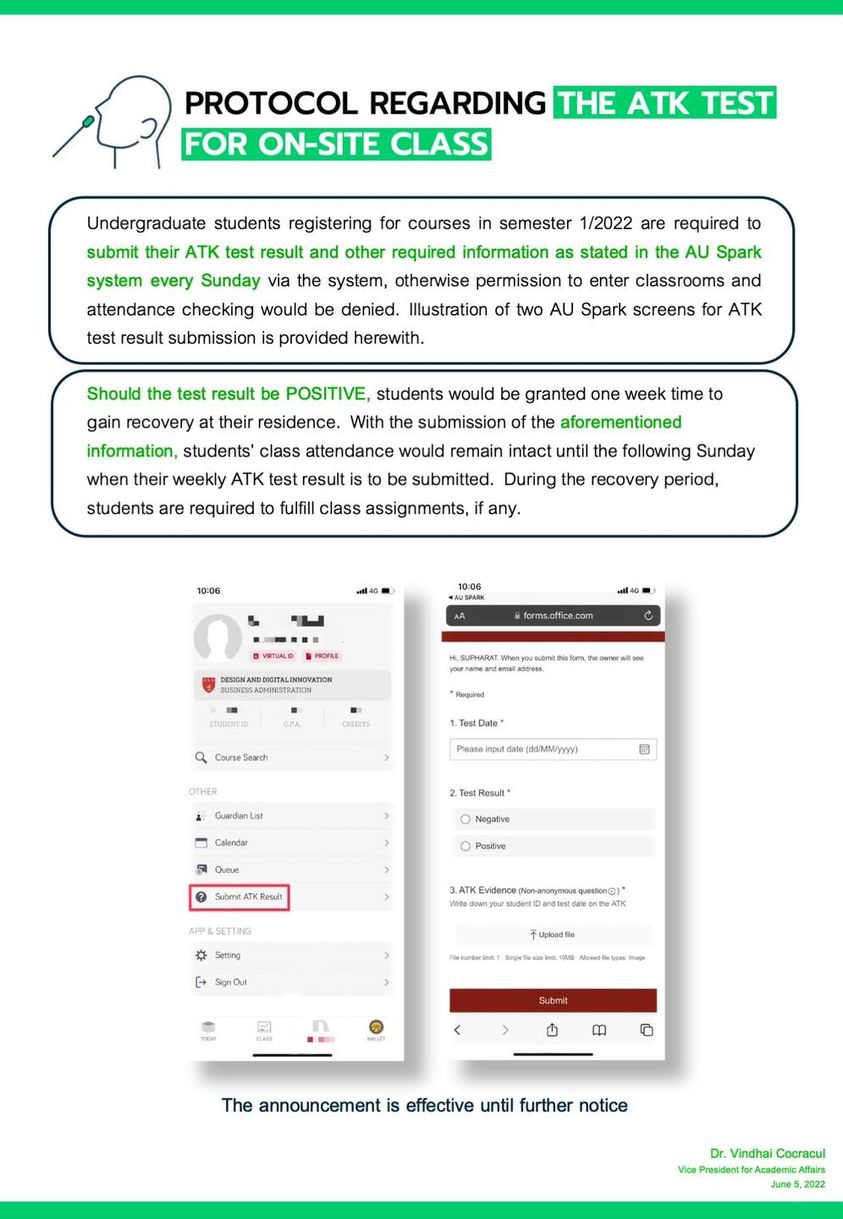 ATK result submission on AU SPARK for semester 1/2022