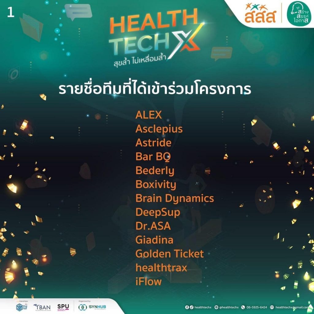 2 Teams from DDI received 500k THB grant from HealthTechX incubation program