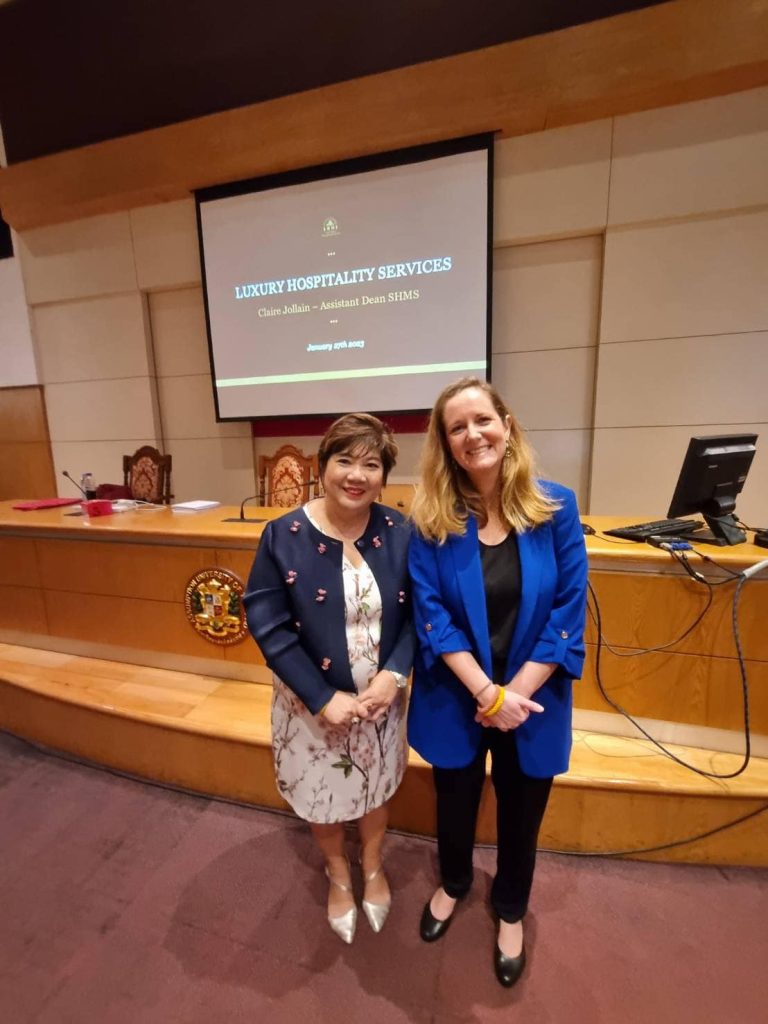 welcomed Ms. Claire Jollian, Assistant Dean of the Swiss Hotel Management School (SHMS)