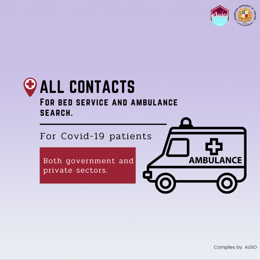 Contacts for COVID-19 bed service and ambulance