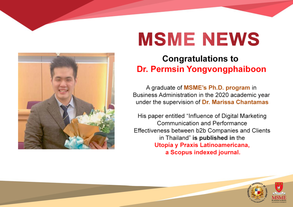 Congratulations to Dr. Permsin Yongvongphaiboon!