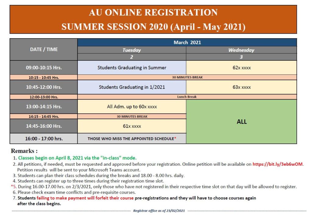Summer Registration 3/2020