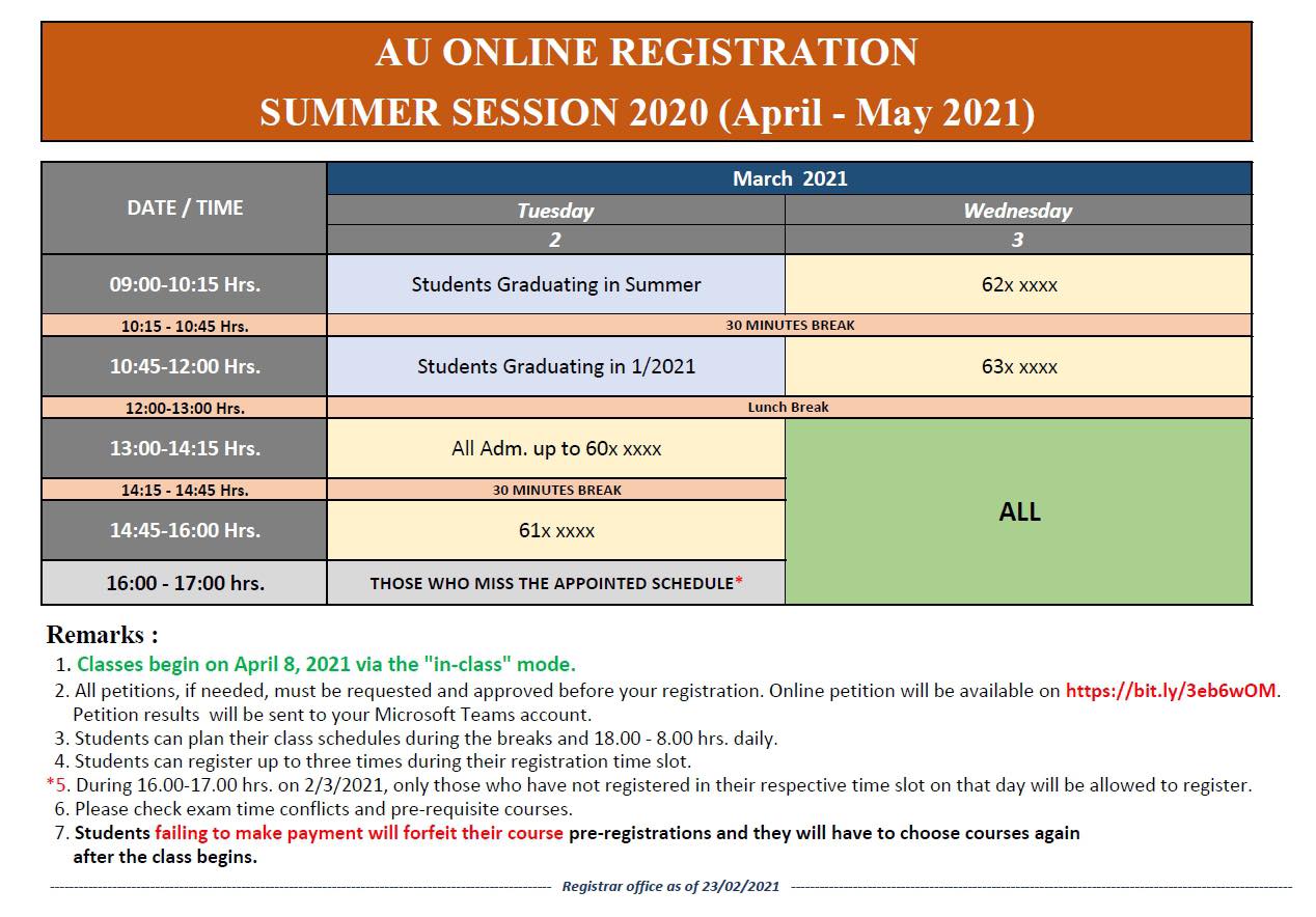 Summer Registration 3/2020