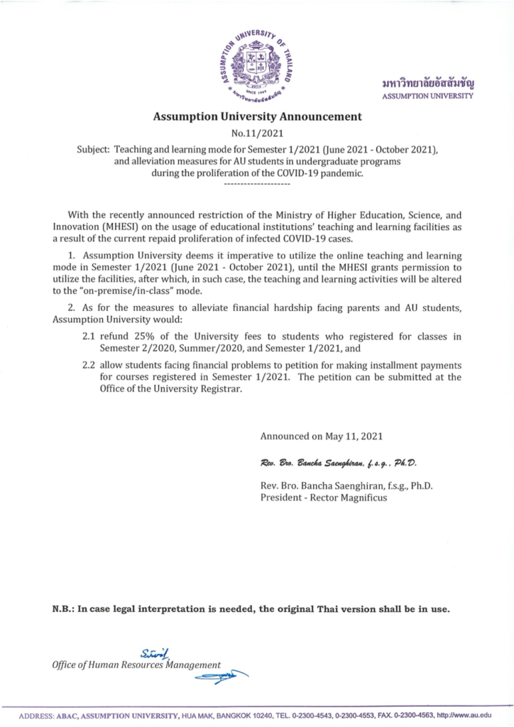 Teaching/Learning and Financial Assistance Measures for Students during COVID-19 Pandemic