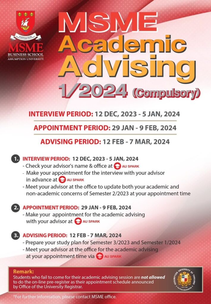 MSME Academic Advising for semester 1/2024