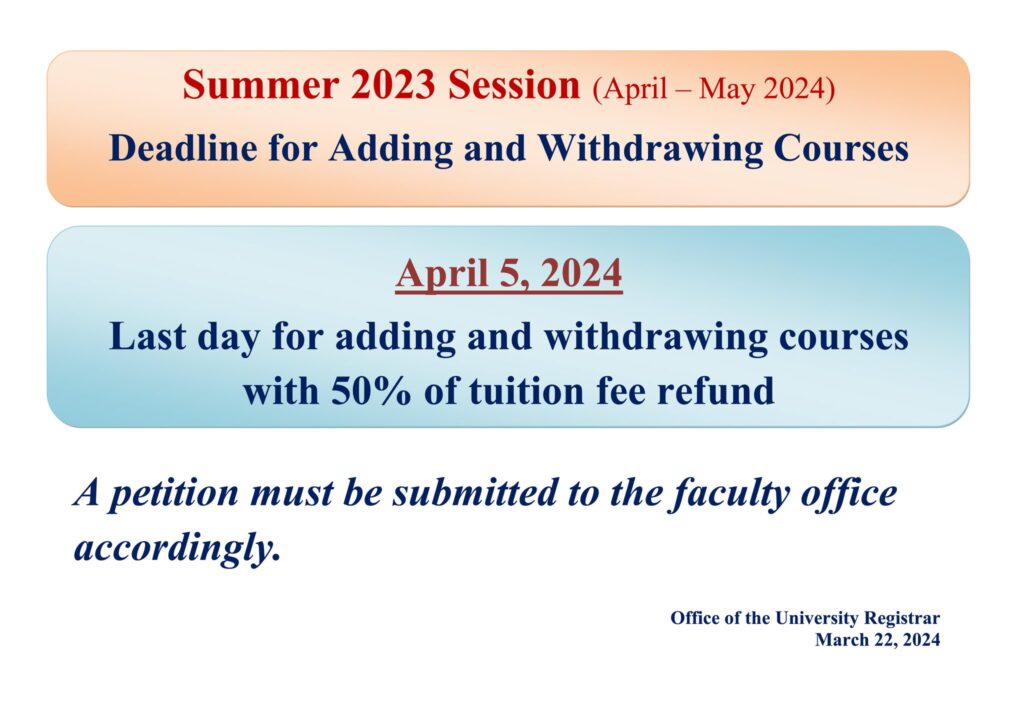 Summer 2023 session - Add & Withdraw Course Deadline
