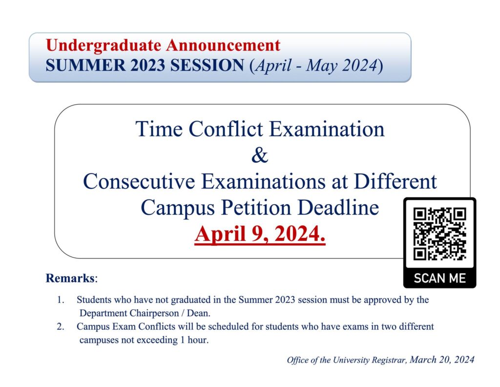 Summer 2023 Exam Time Conflict Petition Deadline