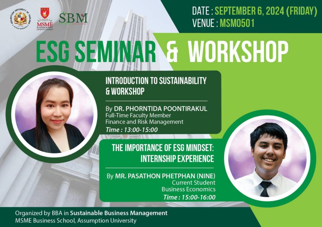 Enlightening seminar and workshop on sustainability and the importance of an ESG mindset